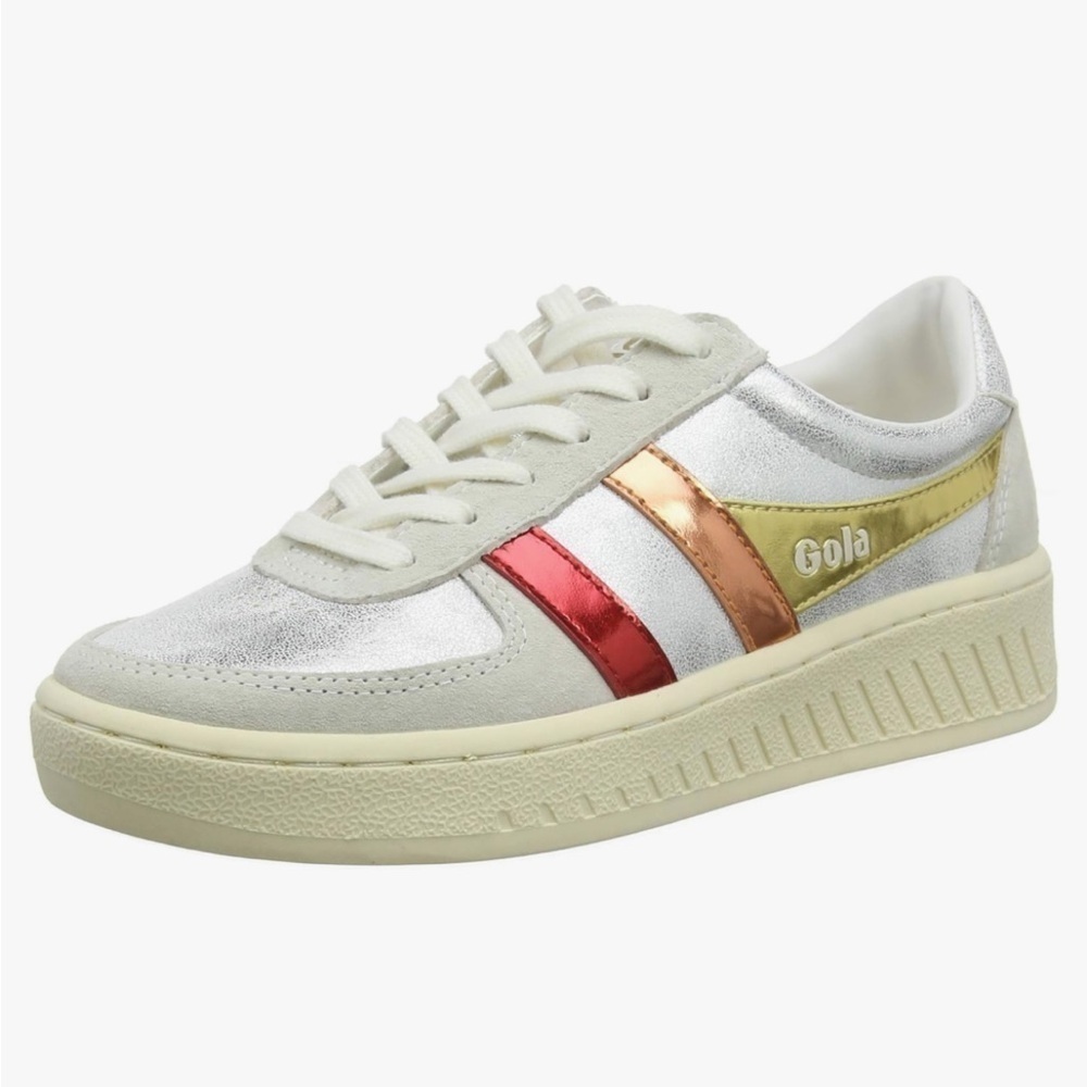 Gola Sneakers Grandslam Shimmer Flare Trainers Silver Multi Retro Women's Metal